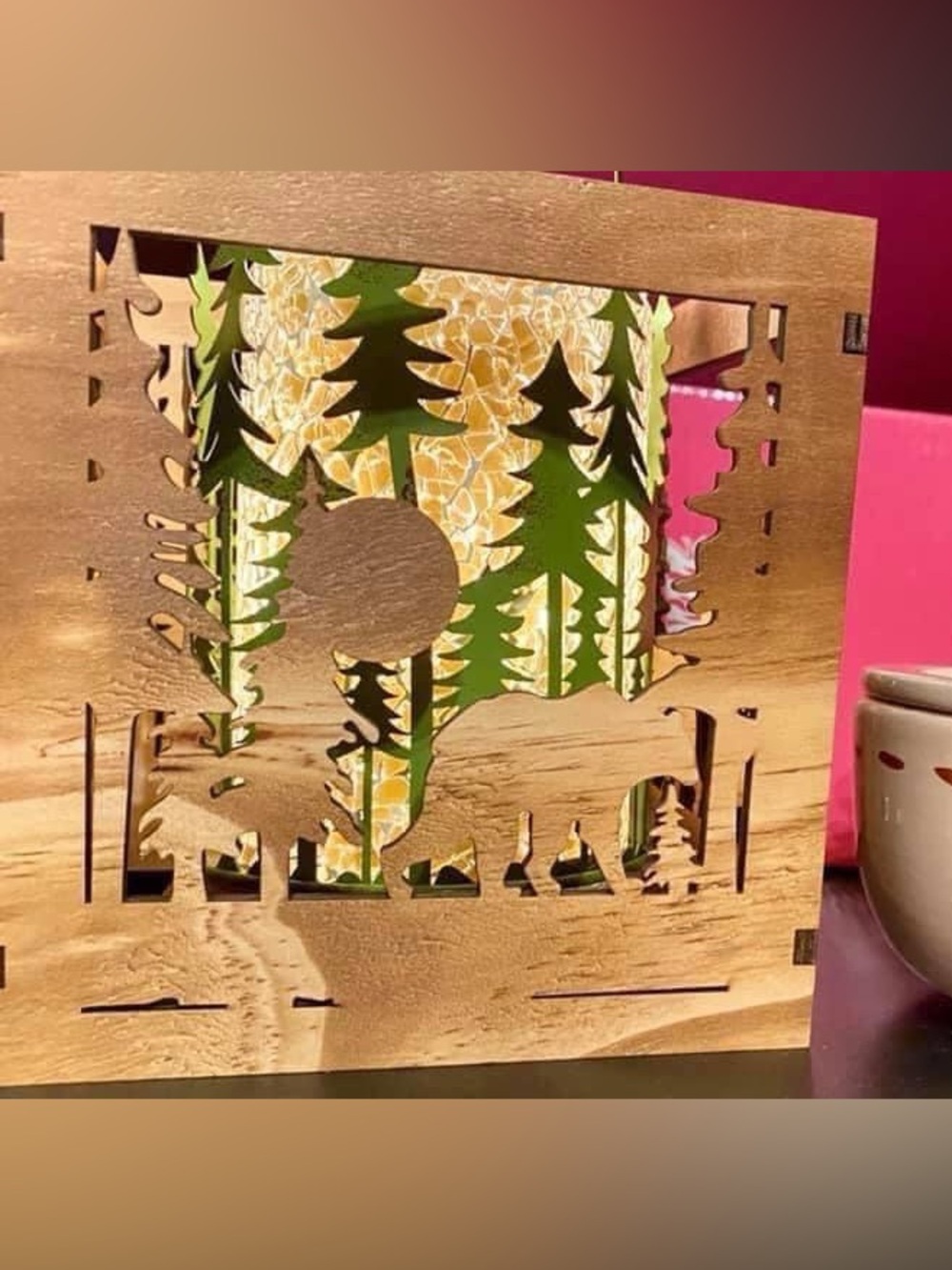 Pink Zebra Wooden Lodge Bear Shade